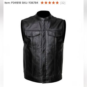 Street & Steel Classic Black Leather Vest for Men